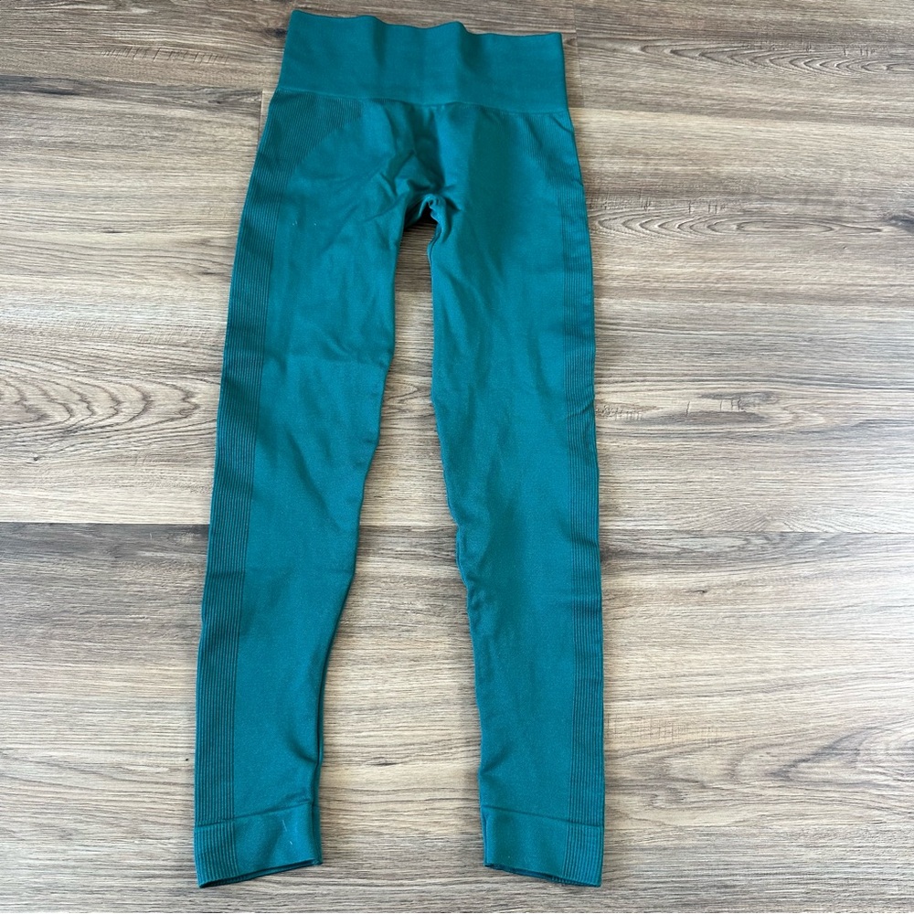 Set Active Sculptflex Leggings Small Green Seamless High Rise Athletic Gym 23”
